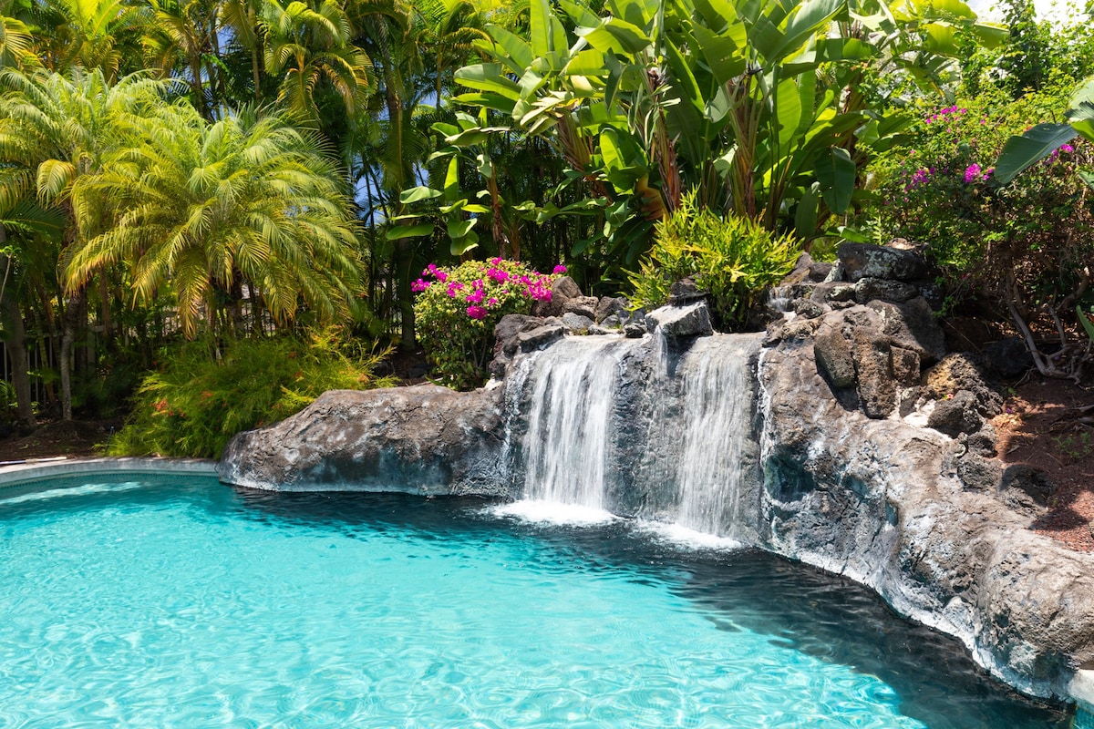热带私人绿洲、恒温泳池和海景！