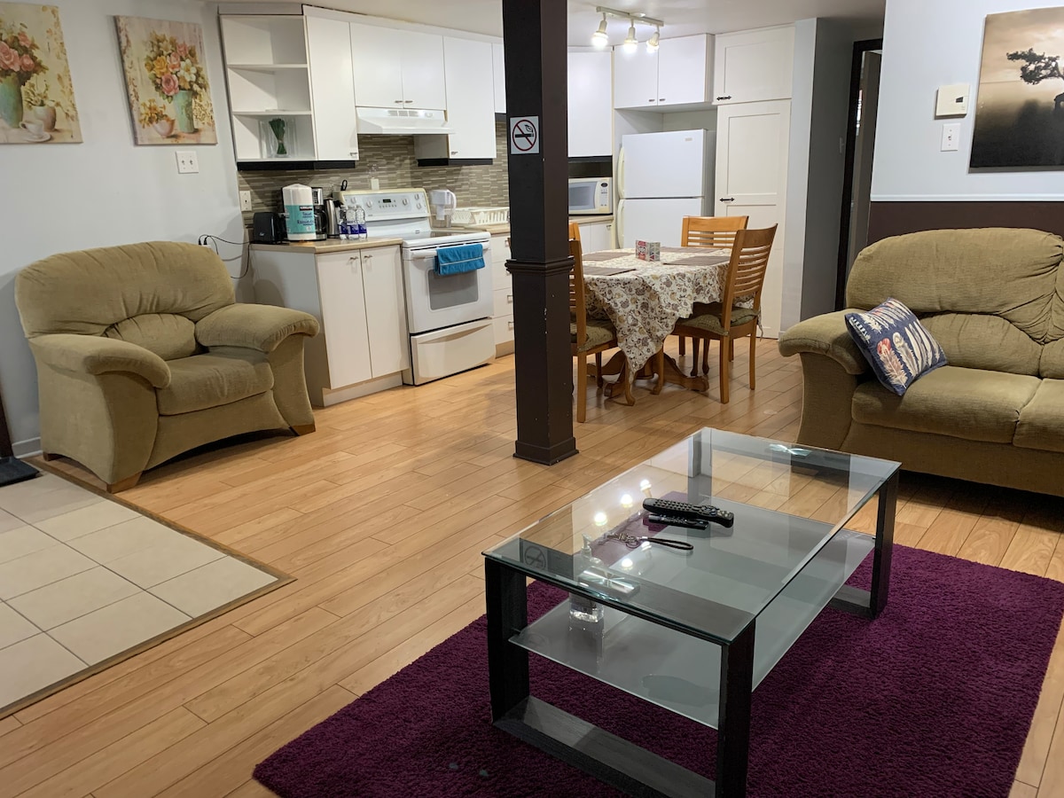 舒适、宽敞、干净的地下室公寓