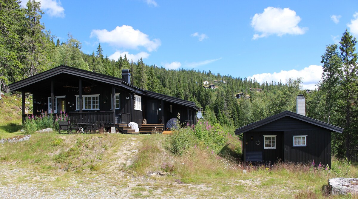 Norefjell -带附属建筑的迷人家庭小屋