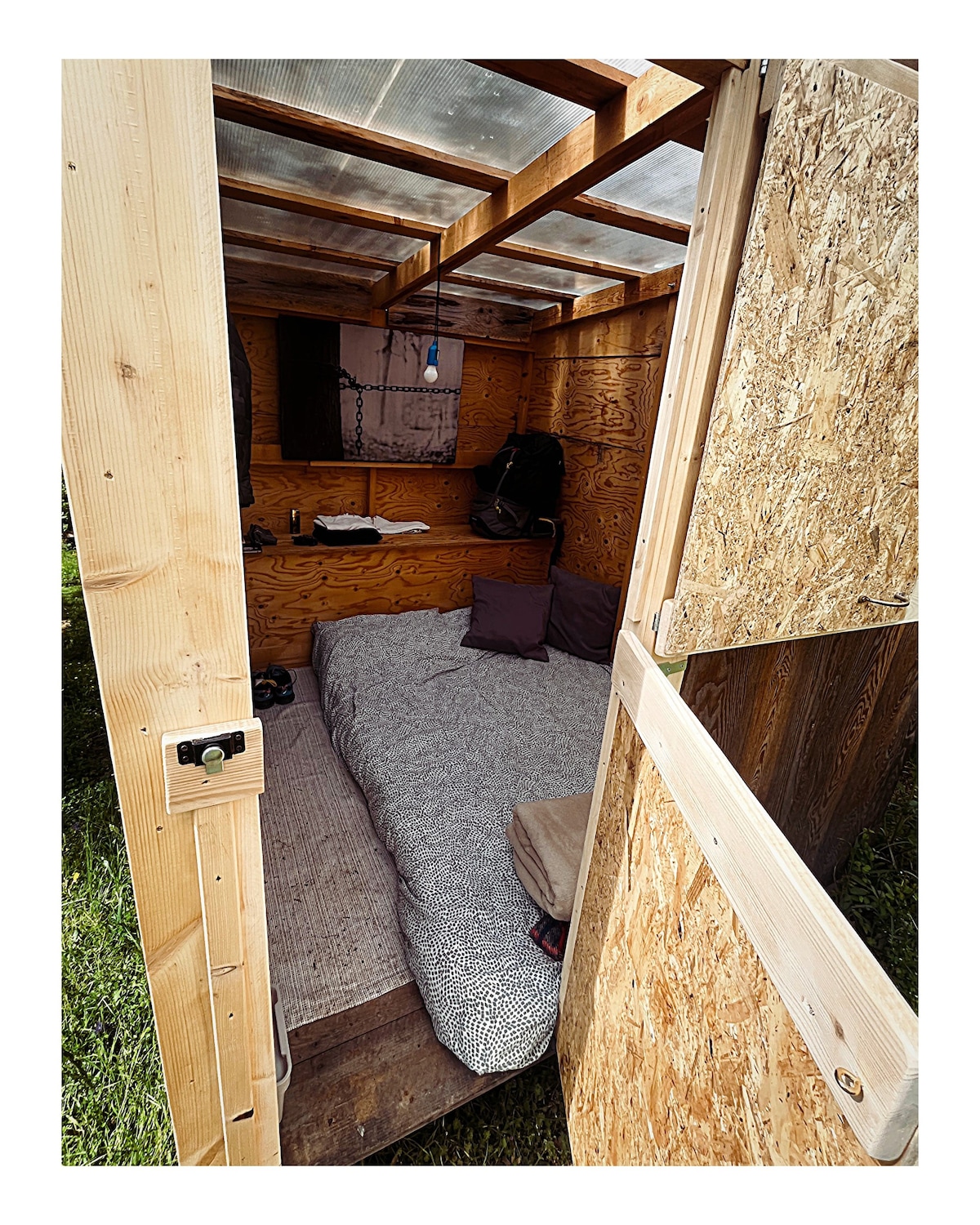 在森林中睡觉的睡箱
