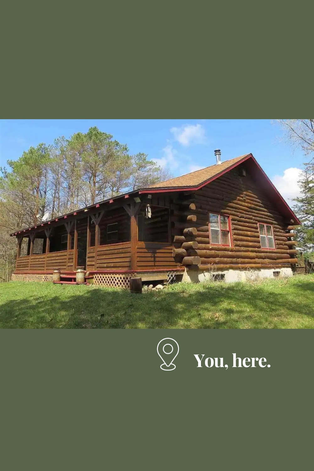 Rustic Log Cabin on private lake. Dog friendly.