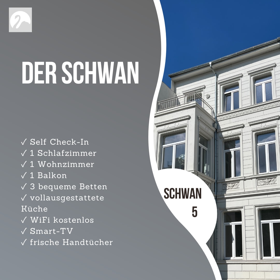 Schwan 5 - Balkon -55m²- Innenstadt - 2-Zimmer KDB