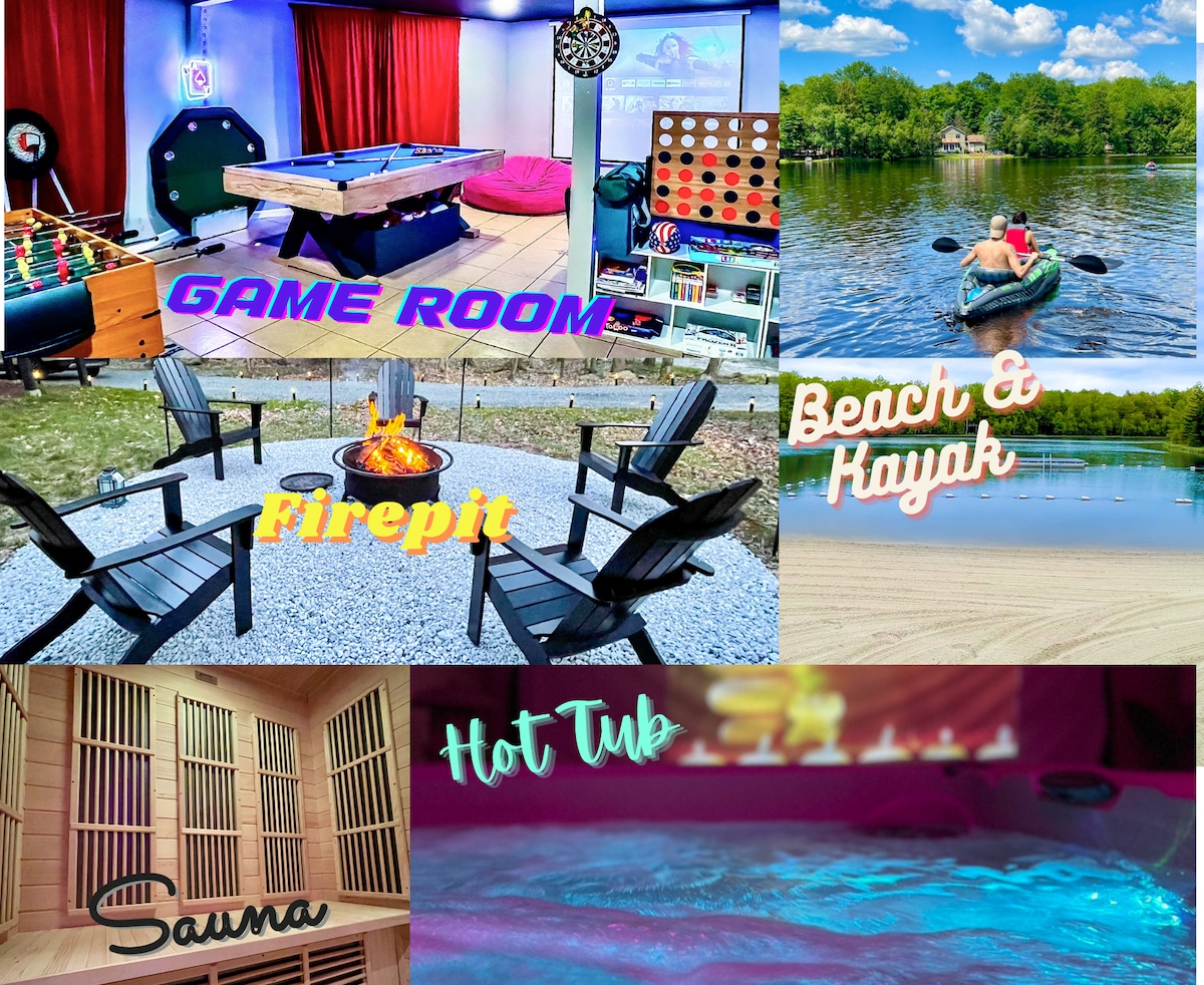 AIRE Zen Oasis Sauna/Hotub/Firepit/GamesPool桌
