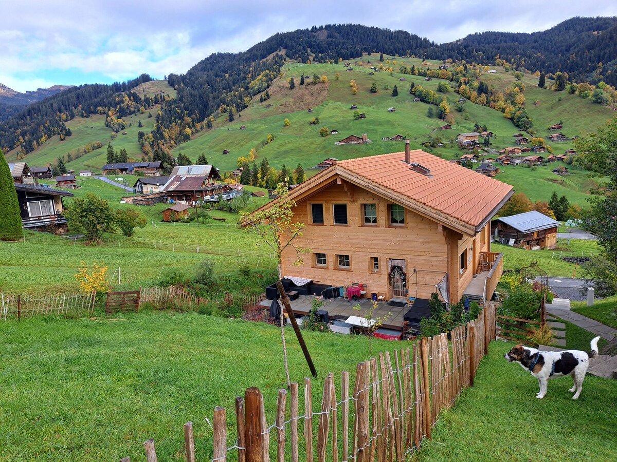 位于阿尔卑斯山脉上部因特拉肯（ Interlaken ）的90平方米木质度假木屋阁楼。