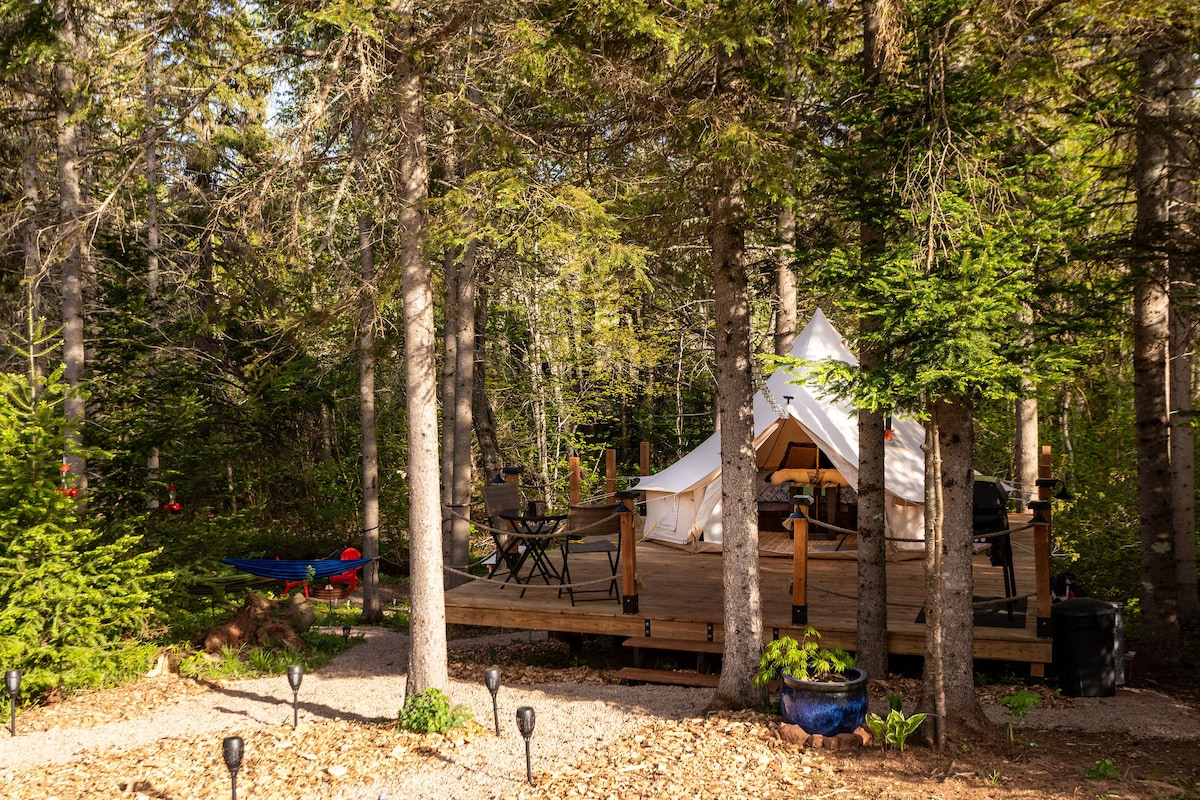 Private bell tent in the Cavendish resort area.