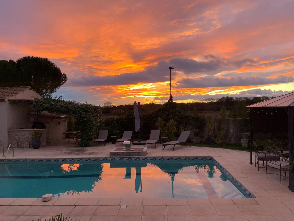 Maison T2 sur propriété privée avec piscine