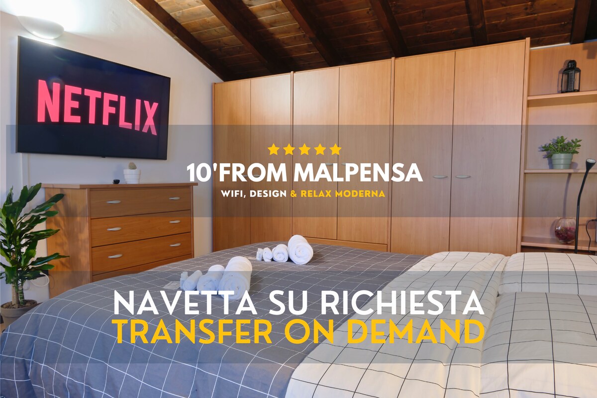 [距离马尔彭萨（ Malpensa ） 10分钟车程] Casa Moderna、Netflix和无线网络
