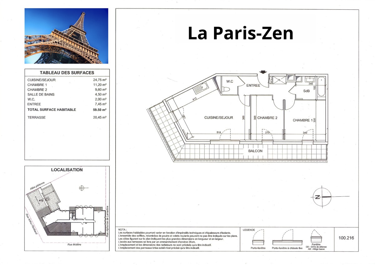 LaParis-Zen * JO 2024 * 8公寓*停车场*阳台