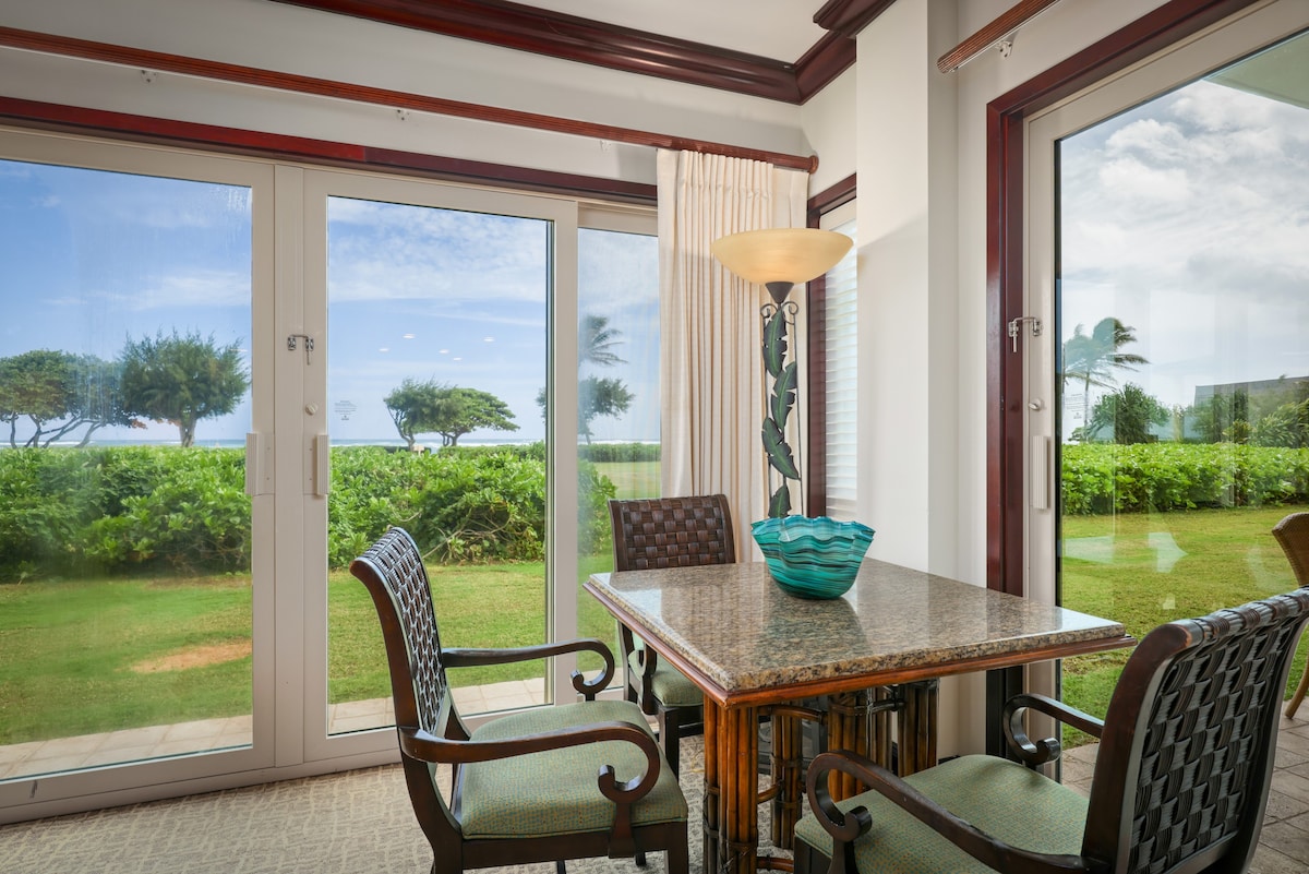 Oceanfront view with easy access to beach and pool