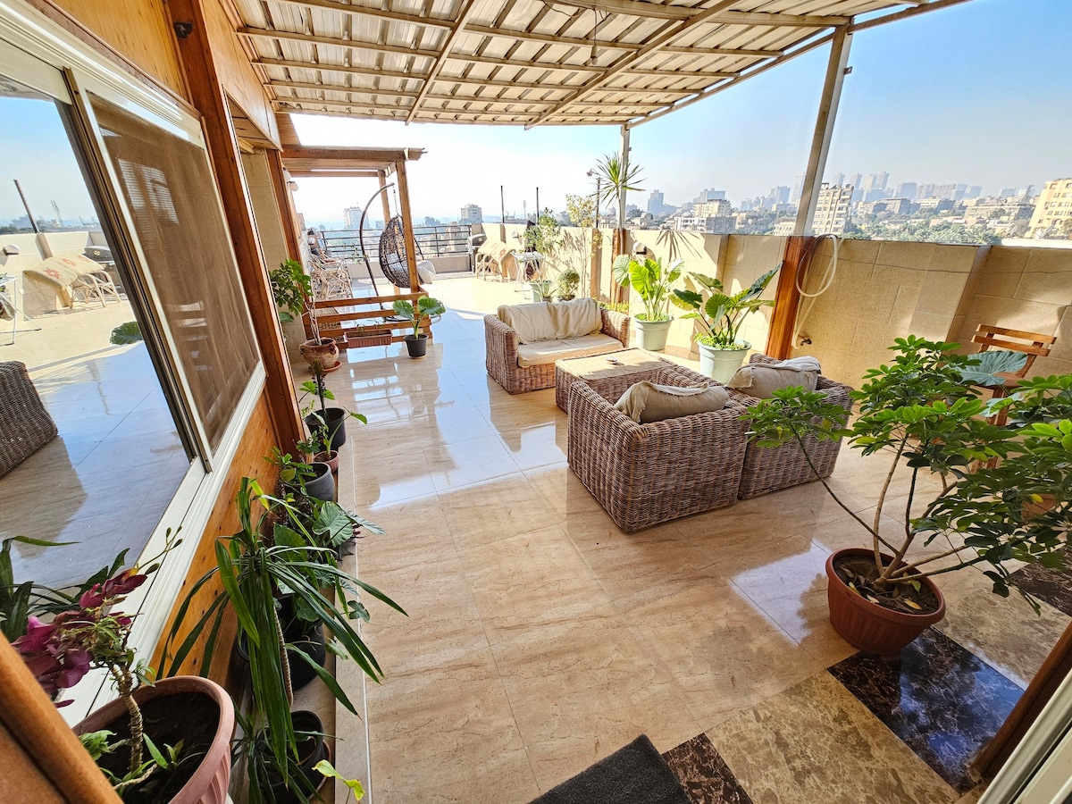 Cozy Private Open-View Rooftop in Sarayat Maadi