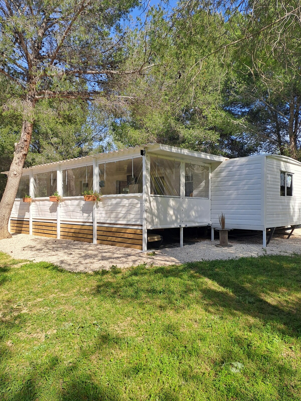 logement bungalow+ terrasse+spa+ piscine chauffée