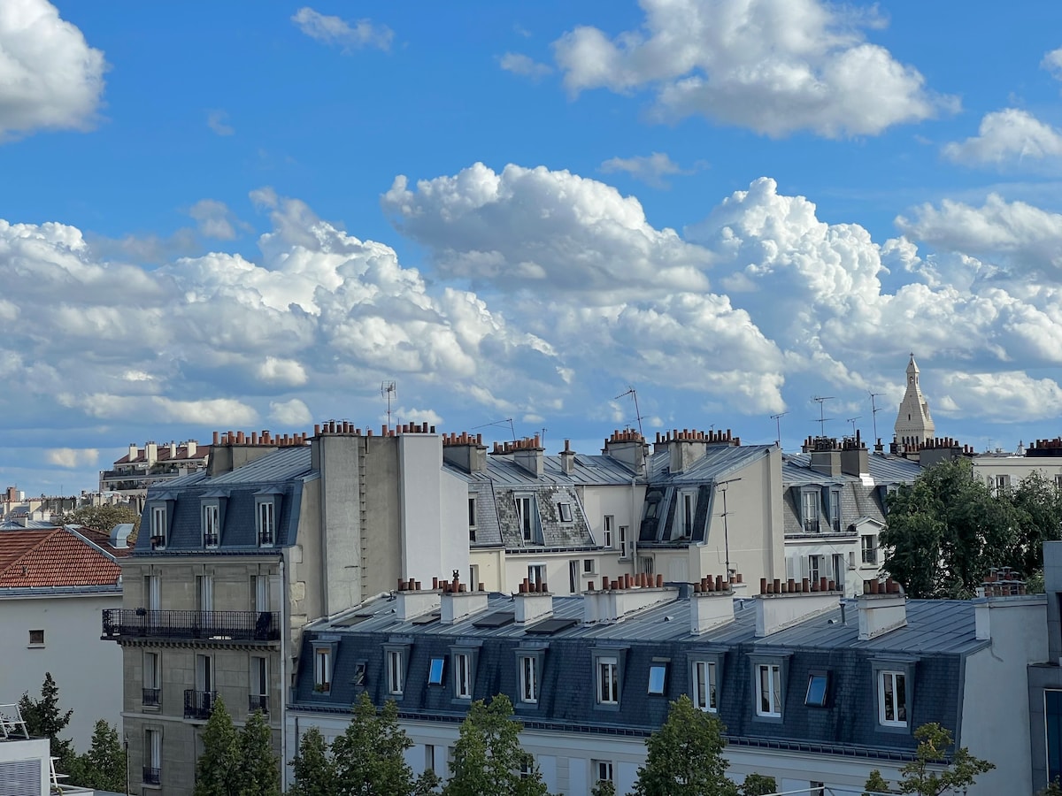 巴黎屋顶屋顶下的椰子