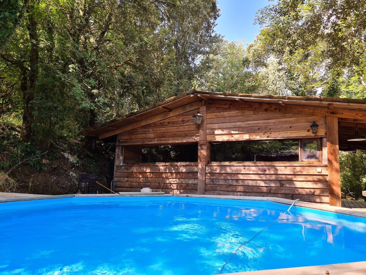 Cabane avec piscine