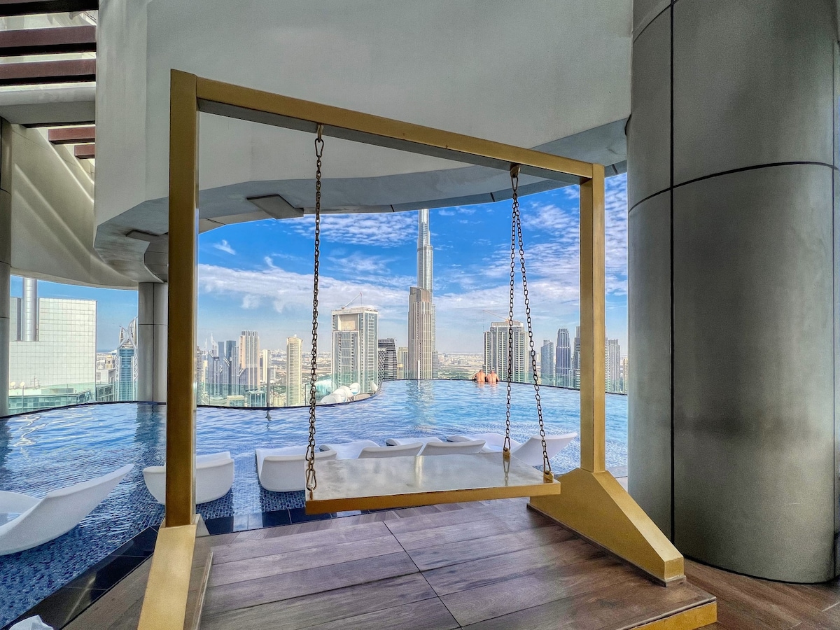 Sky-High Infinity Pool With Burj Khalifa Views