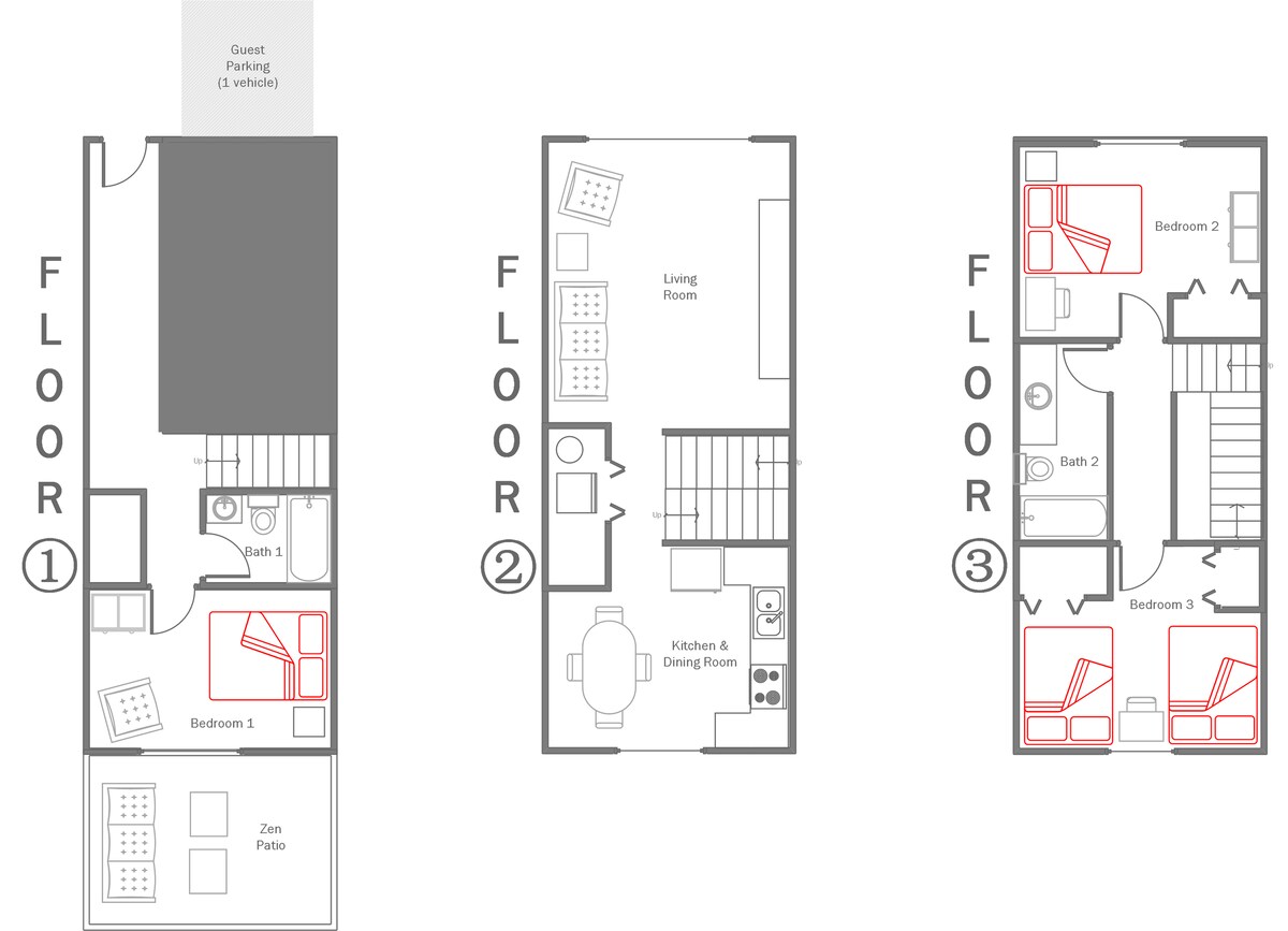 Chinatown 3 bedroom with Parking - near McCormick