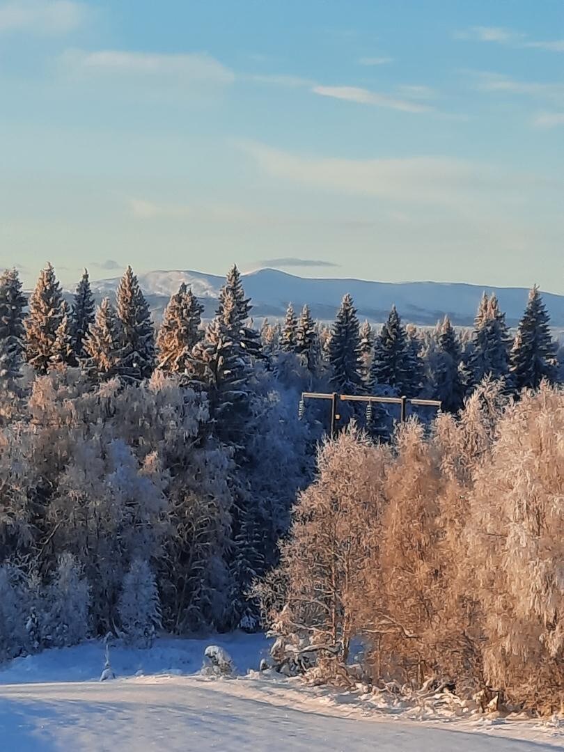 Lantligt hus, fjällutsikt Nälden