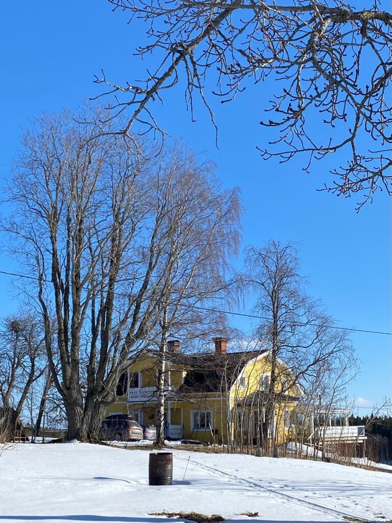 Lantligt hus, fjällutsikt Nälden