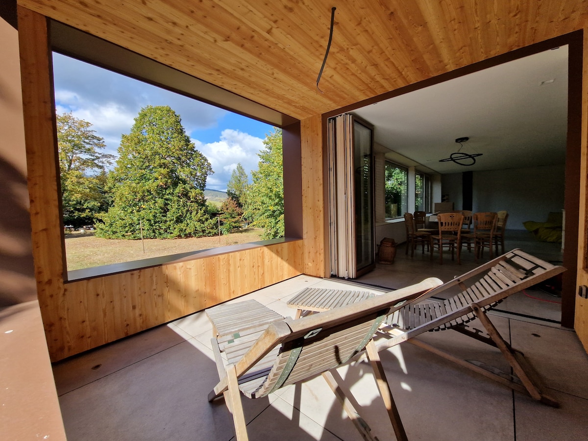 Designer flat in a green setting