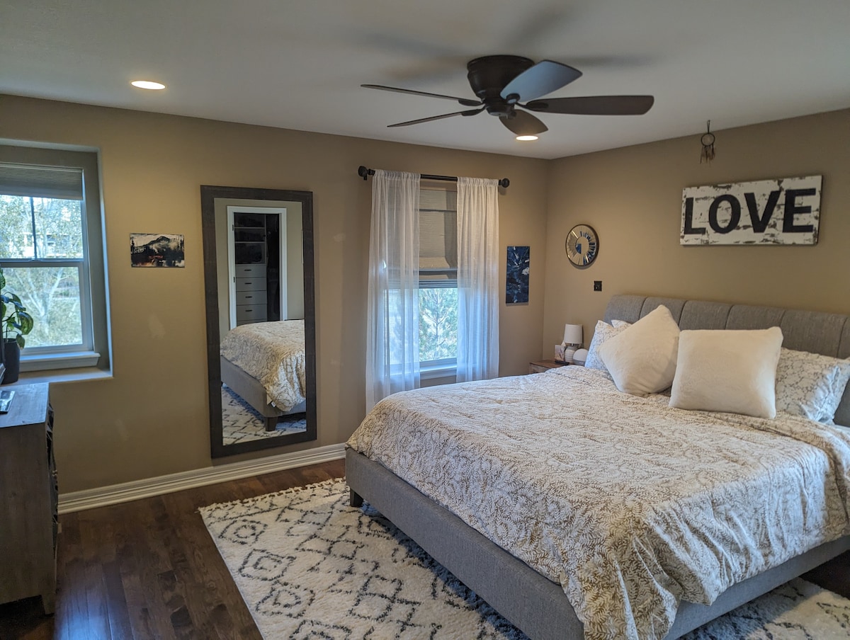 Peaceful comfy bedroom and bath