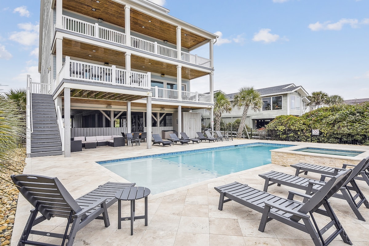Beach Life -Oceanfront w/Pool, Hot Tub & Game Room