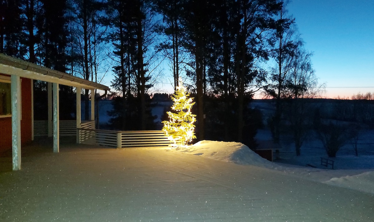 Rantamaja Kyrönjoen rannalla