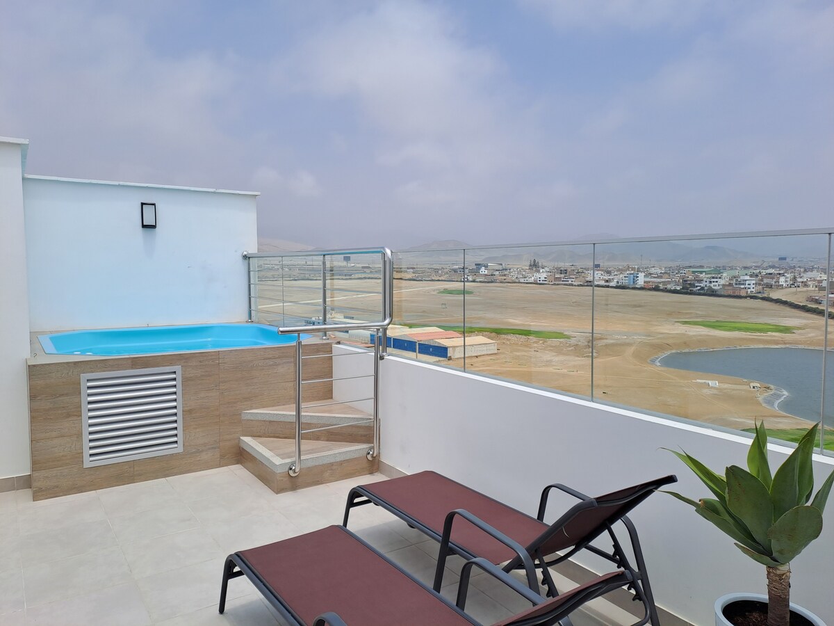 Dúplex: jacuzzi y BBQ, vista al mar, San Bartolo