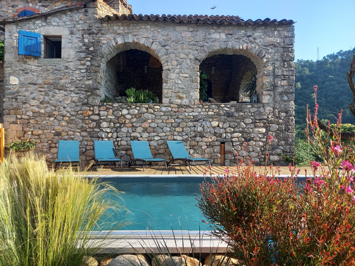 stone house with private pool
