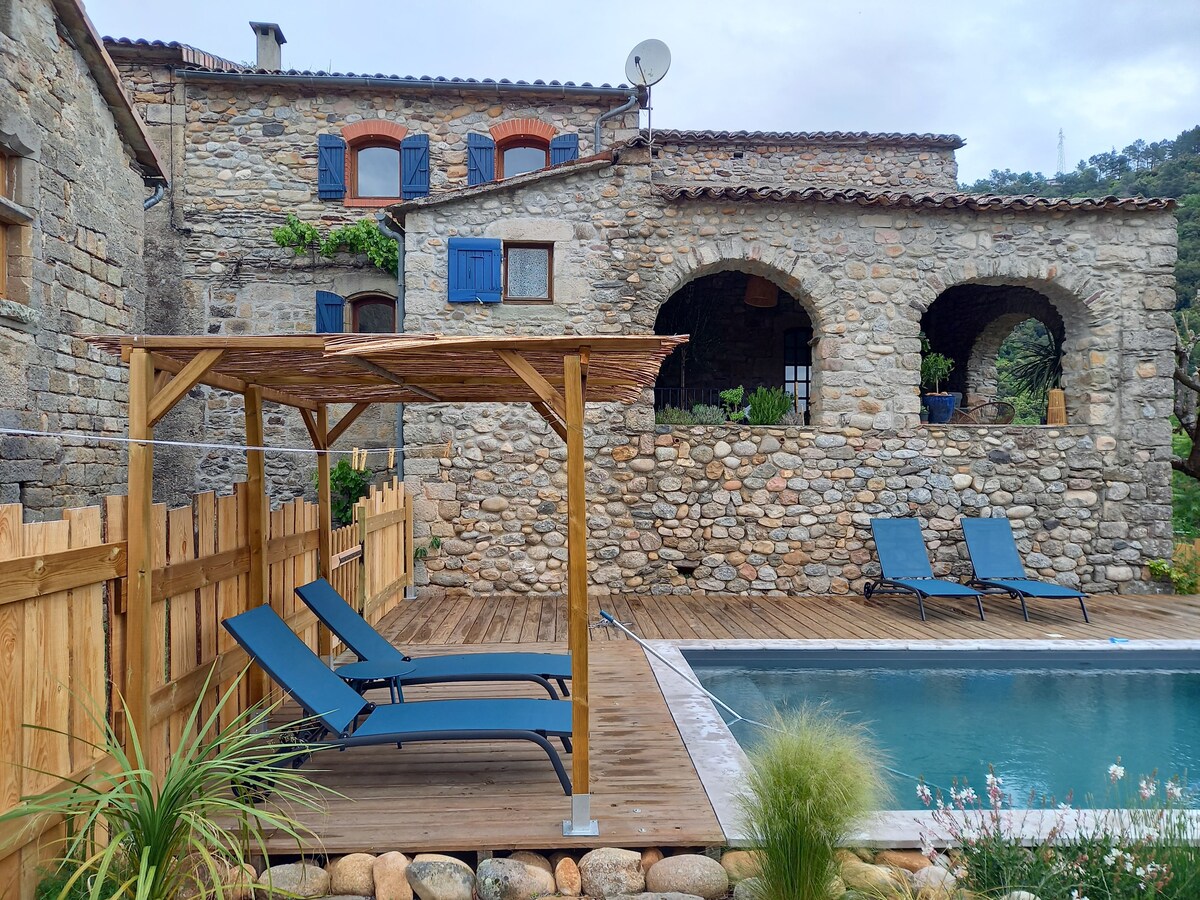 stone house with private pool