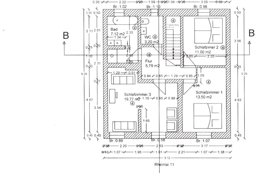 Maisonette-Whg. 3. + 4. OG ， 120平方米