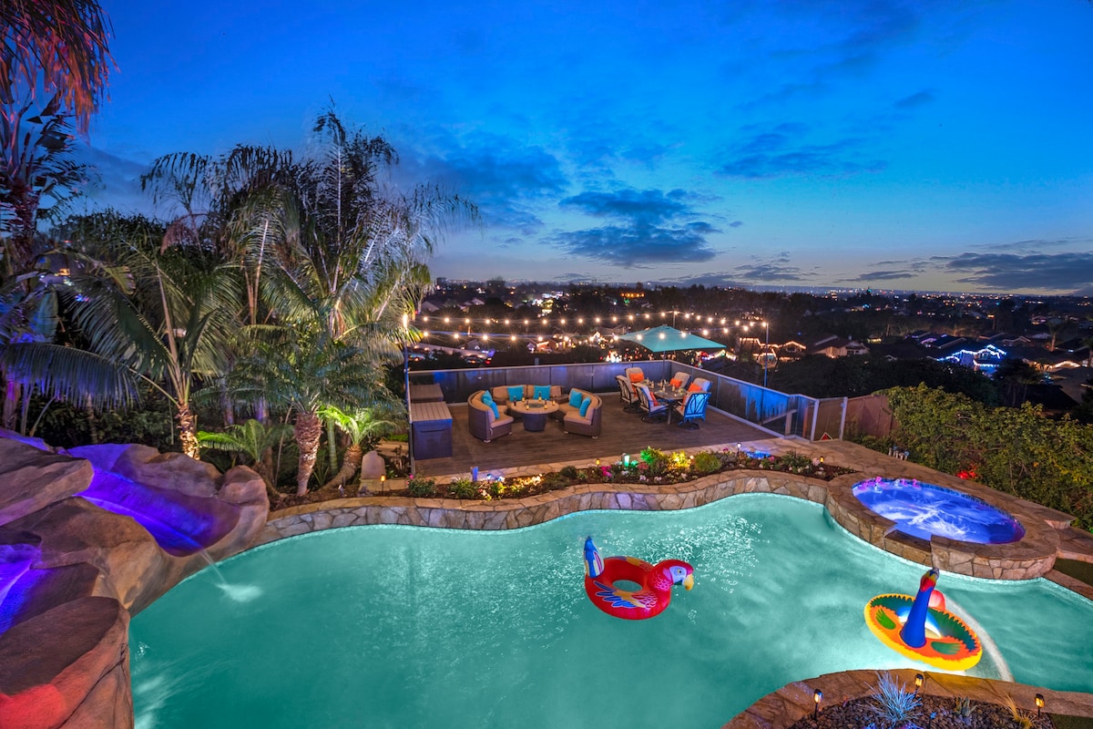 Dream Home with Pool, Water Slide, Spa & Views!