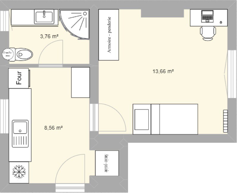 单间公寓/T1 bis 25米（移动租赁）