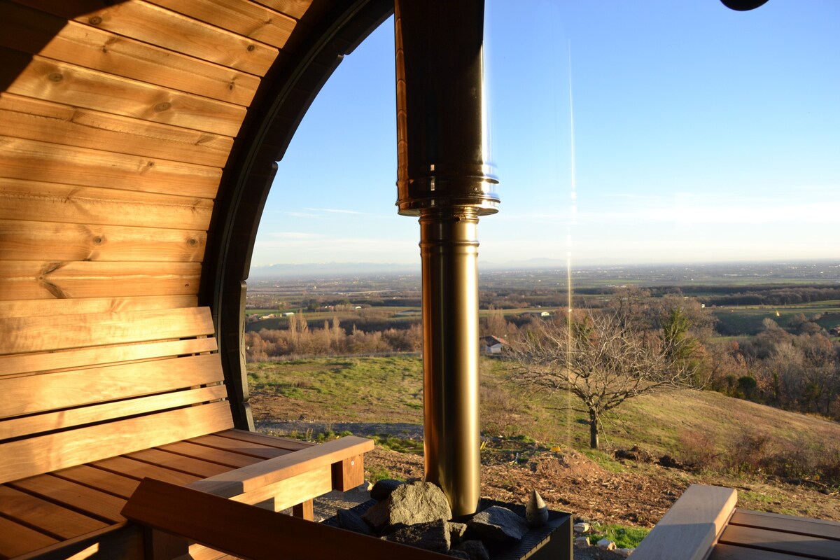 Lodge, sauna e vasca esterna