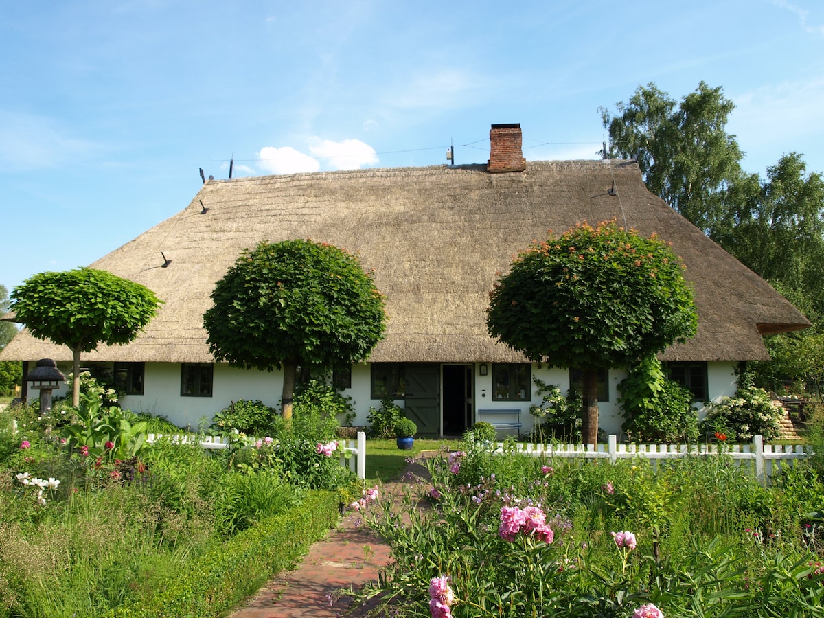 Historisches reetgedecktes Bauernhaus mit Pool