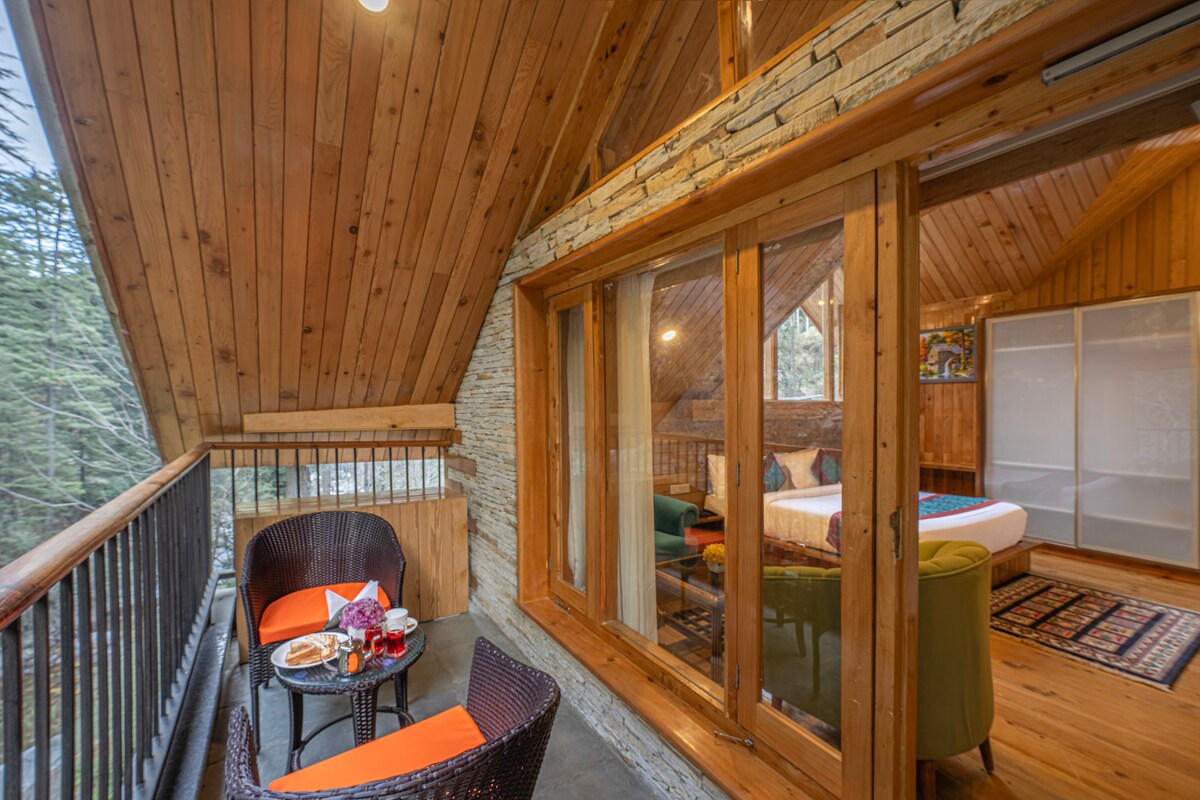 Alpine Cottage Room | River-View Balcony | Jibhi