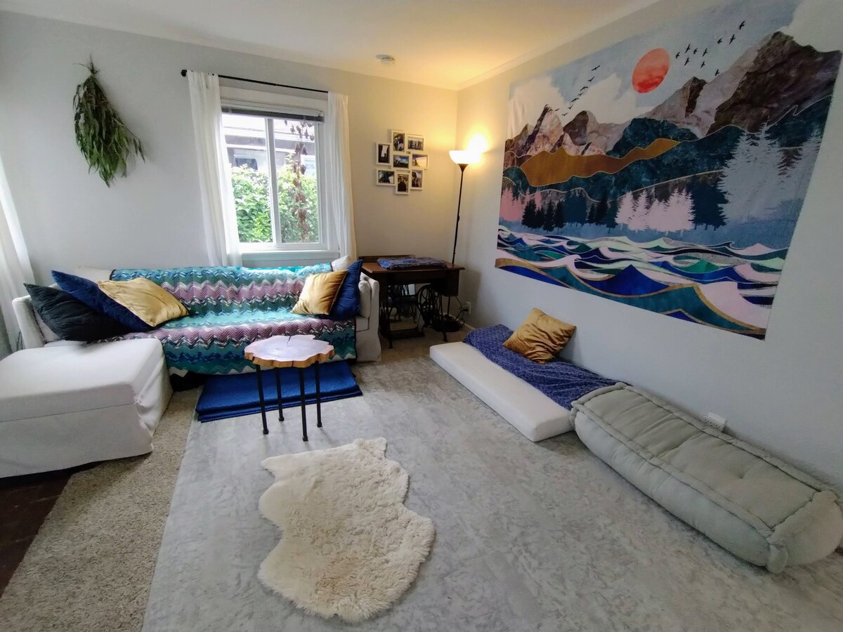 Stylish & artistic bedroom in a modern boho home