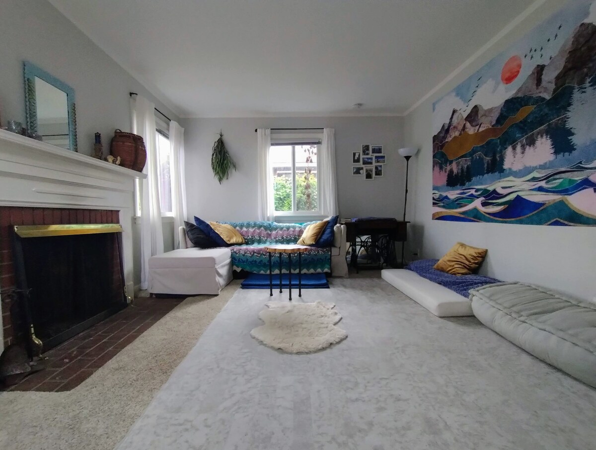 Stylish & artistic bedroom in a modern boho home