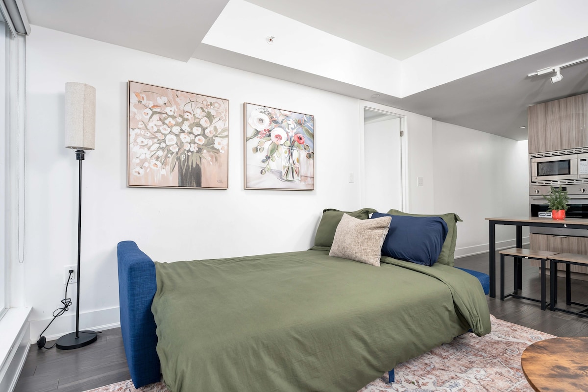 约克维尔（ Yorkville ）现代单卧室公寓+沙发床可睡3人！