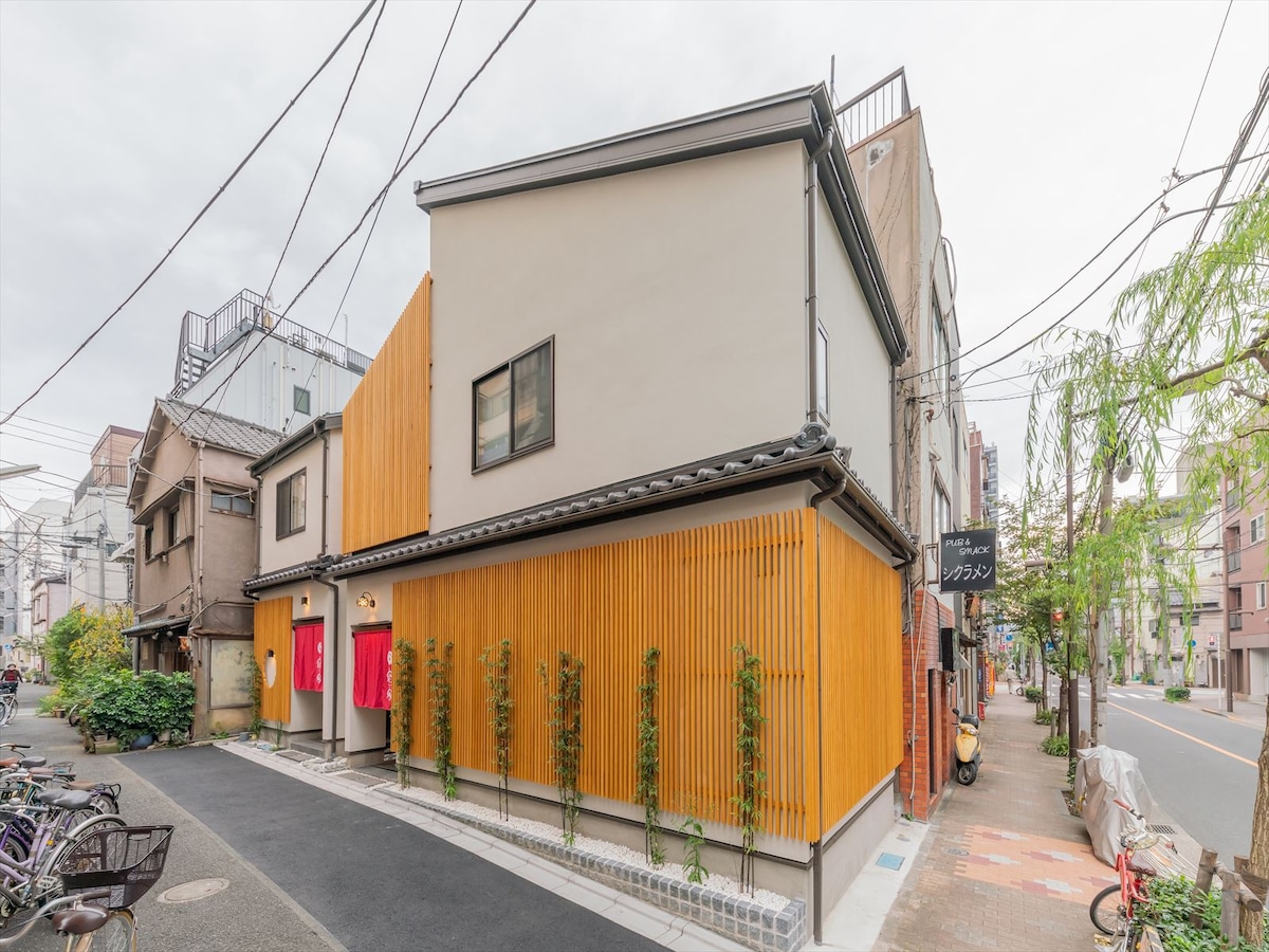 [住宿普通民宅]一栋现代日式豪华房屋，带双人露天浴池， Yanagi Dori Nishi Building Asakusa