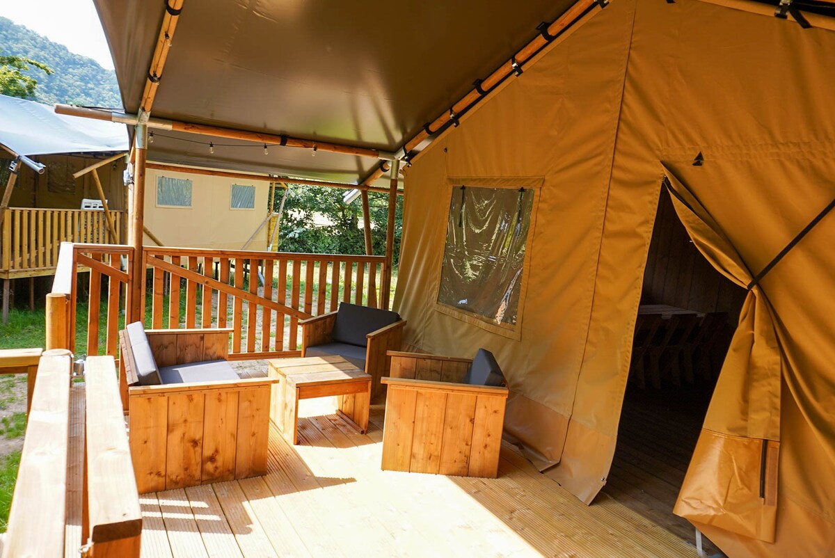 Camping Pittoresque - Safari tent 6p sanitary (n9)