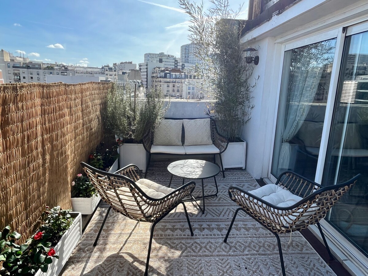 Appart familial Paris centre avec terrasse et clim