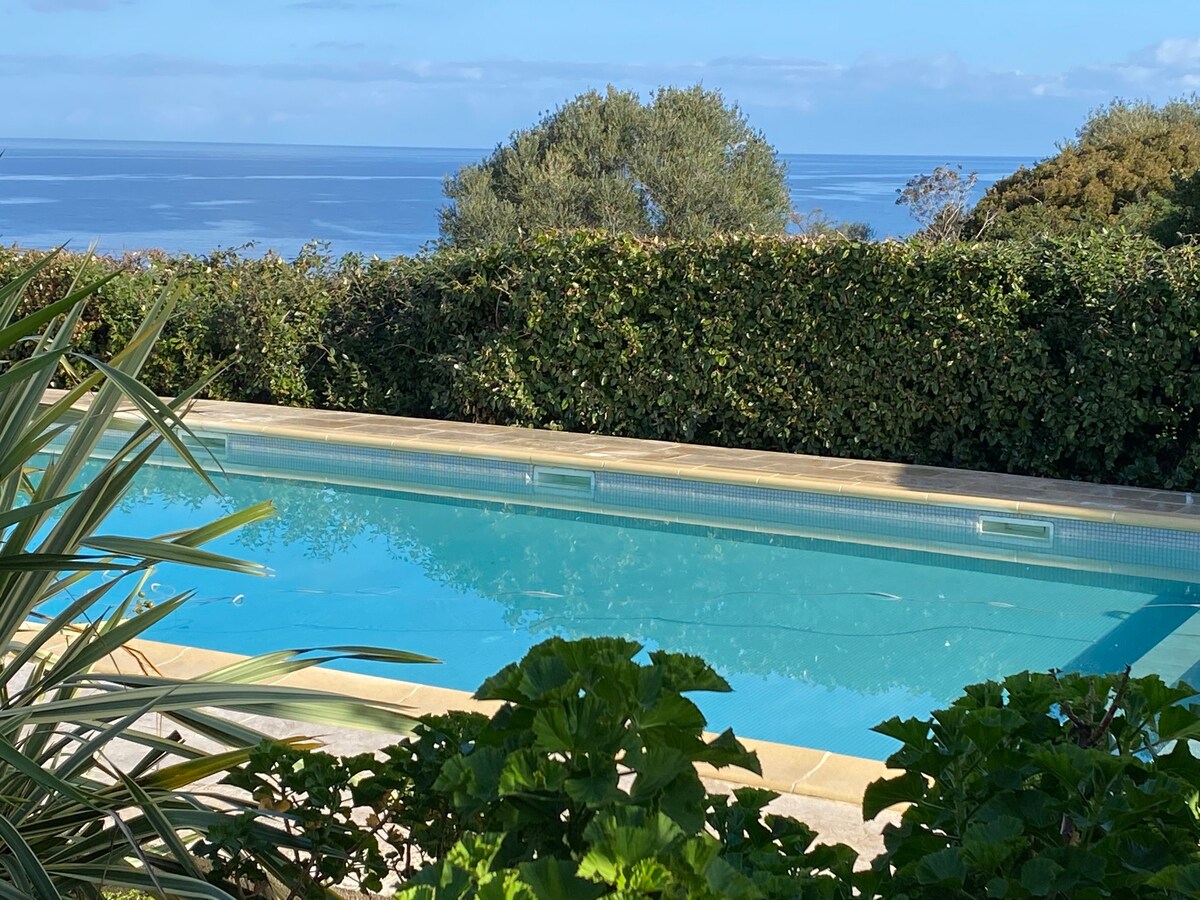 Villa marine de Davia, belle piscine, plage à pied