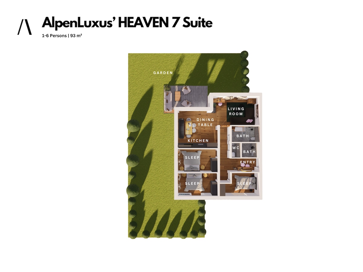AlpenLuxus ®天堂7套房，带花园和停车场
