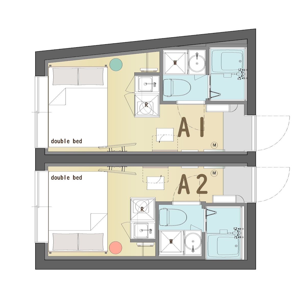 NEW/新築2F/新宿/神楽坂/駅徒歩2分/2寝室/2バスルーム/2トイレ/最大4名/EV無し/A＋