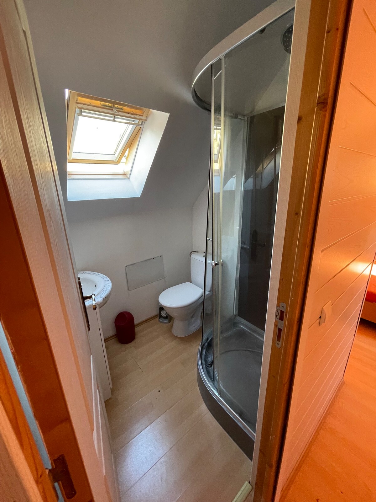 Room with toilet and shower