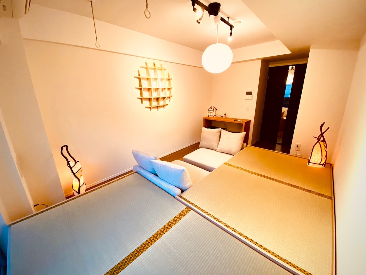 [长期欢迎]这是东京的日式客房，配有灯笼。前往机场很方便