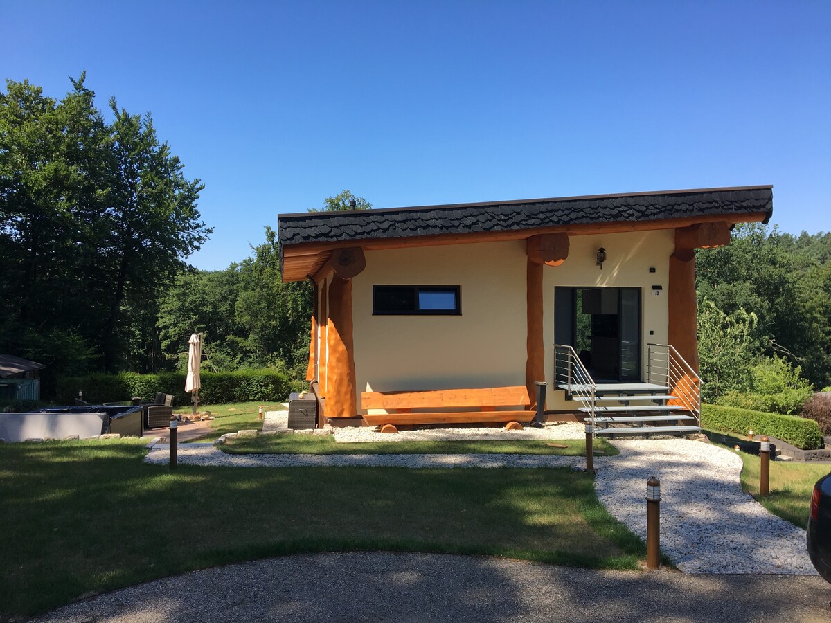 Kanadisches Blockhaus am See