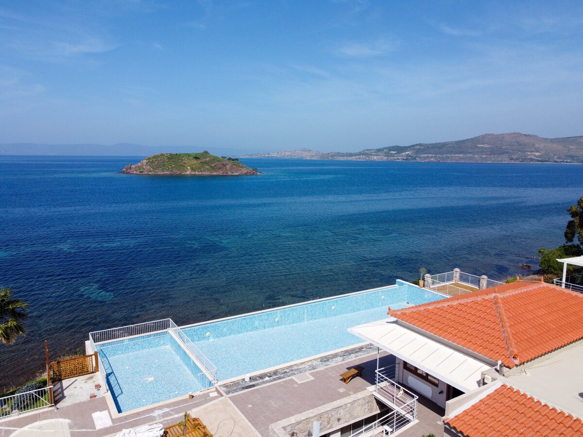 Lesvos Bay view with shared pool
