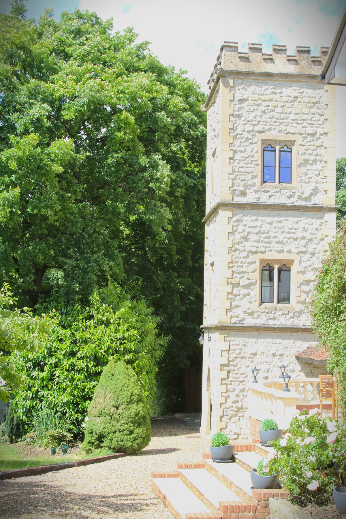 Unique Victorian Folly Tower with pool near London