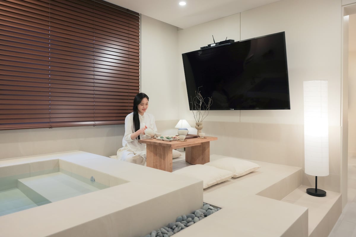 [全新] [Gumi Indong]带榻榻米和按摩浴缸的水疗室#物品酒店#茶道体验
