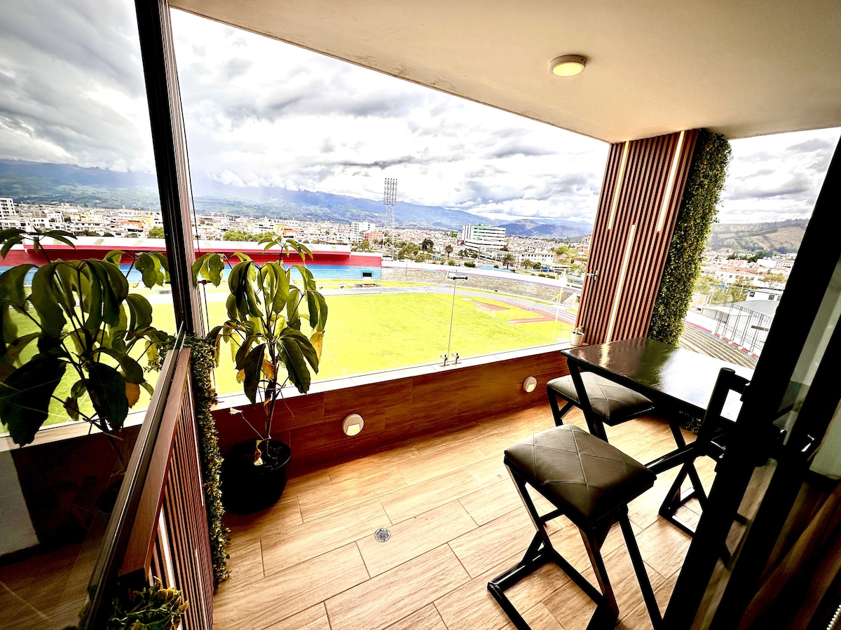 Suite cómoda vista al estadio